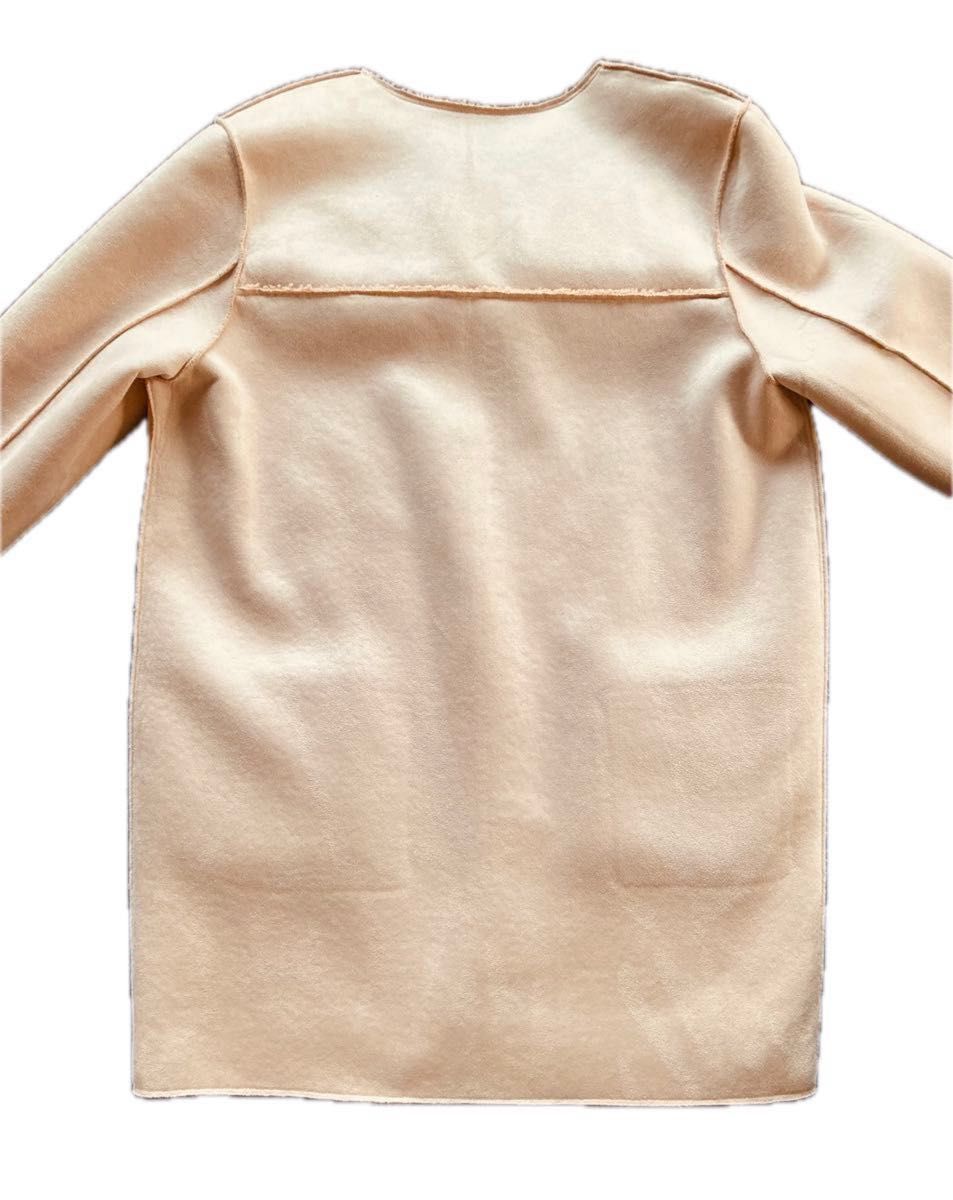 流行ピーチファズ　薄いオレンジ　リバーシブル　アウター　コート　長袖　ボア　未使用　可愛い　定価8580円