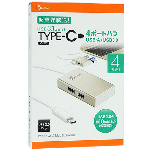 j5 create USB Type-C to 4ポートハブ JCH343 [管理:1000022118]_画像1