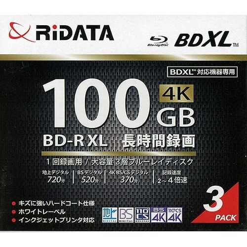 【ゆうパケット対応】RiTEK ブルーレイディスク RIDATA BD-R520PW4X.3P SC A BD-R XL 4倍速 3枚組 [管理:1000024072]_画像1