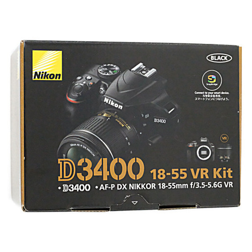 Nikon デジタル一眼レフカメラ D3400 AF-P 18-55 VR レンズキット ブラック 未使用 [管理:1050020766]_画像1