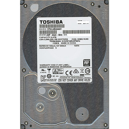 【中古】TOSHIBA製HDD DT01ABA300V 3TB SATA600 5940 7000～8000時間以内 [管理:1050022397]_画像1