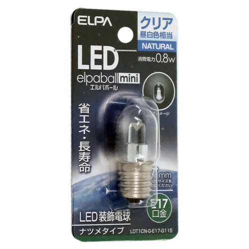 ELPA LED電球 エルパボールmini LDT1CN-G-E17-G115 クリア昼白色 [管理:1100050692]_画像1