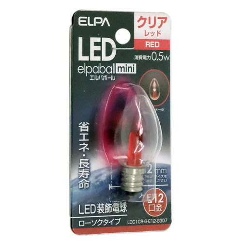 ELPA LED電球 エルパボールmini LDC1CR-G-E12-G307 赤色 [管理:1100050680]_画像1