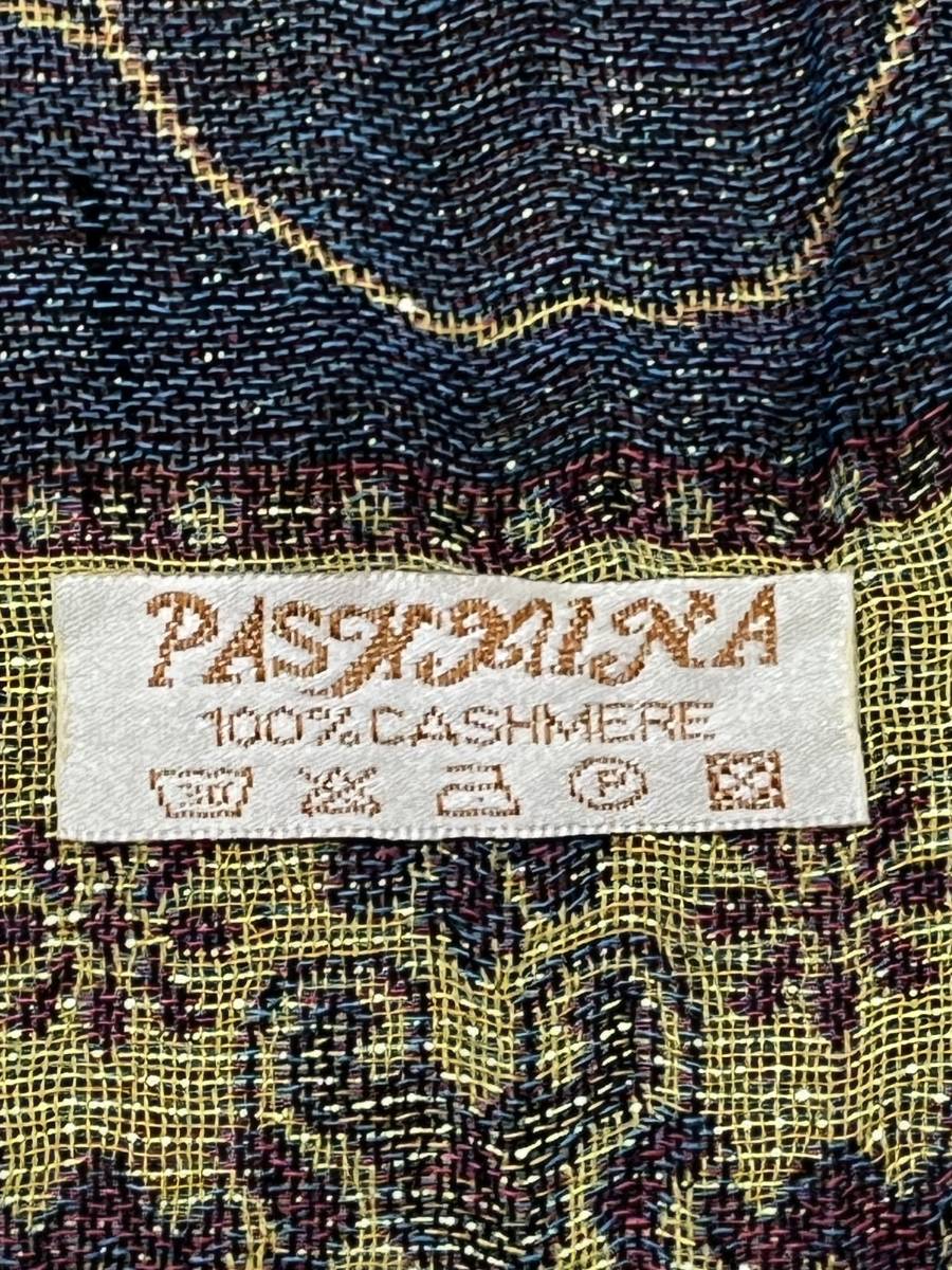 【PASHMINA】パシュミナ カシミヤ100％ 大判 ストール マフラー フリンジ バタフライ 蝶々柄