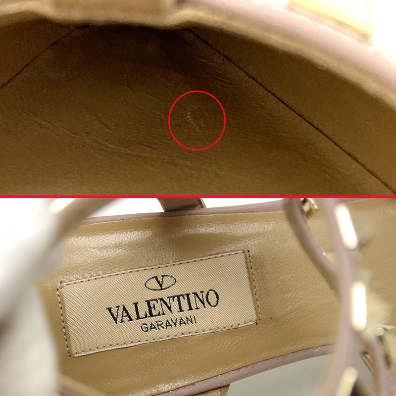 ヴァレンティノ VALENTINO GARAVANI ロックスタッズ ストラップ エナメルパンプス 37 グレー・ベージュ系_画像8