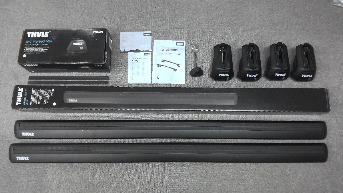 【中古品】THULE スーリー ウイングバーEVOブラック7113B＆フット710410 スバルレガシィアウトバック 用 ベースキャリア_画像1