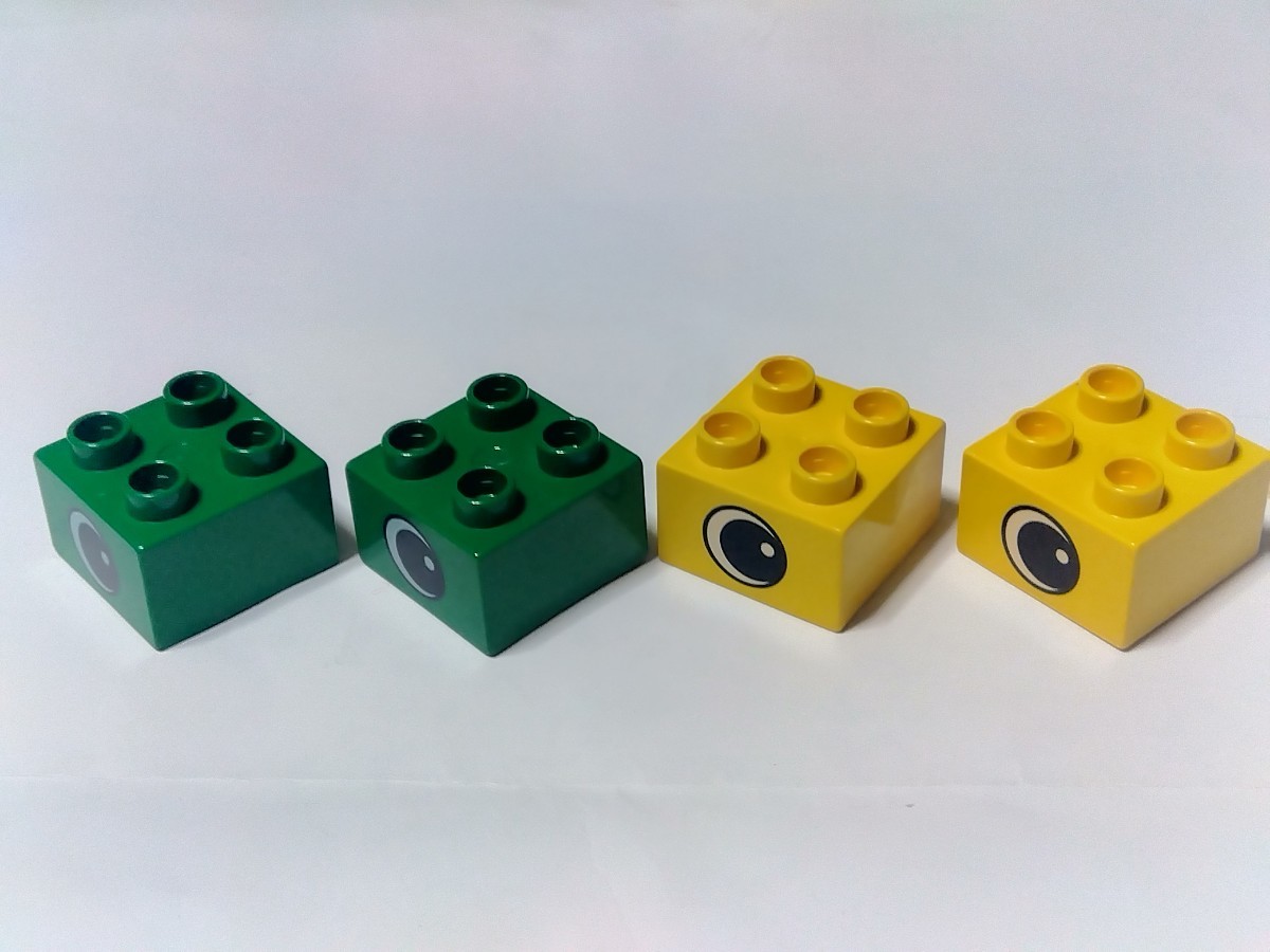 レゴデュプロ 2×2 プリントブロック　目　4個セット　緑と黄色_画像2