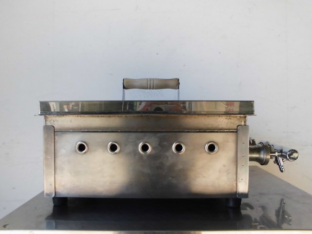 中古厨房 業務用 カキ 牡蠣焼き 蒸し焼 どて焼き 鉄板 LPガス プロパン 蓋付き W285 D410 H300_画像4