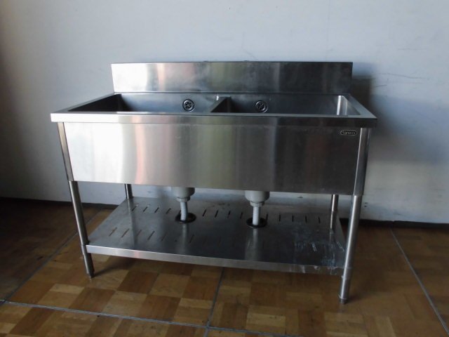 中古厨房 タニコー 業務用 ステンレス 2槽シンク 流し台 W1200×D600×H790(BG940)mm 深さ270mm 調節脚+35mm 飲食店 店舗 キッチン 洗い場