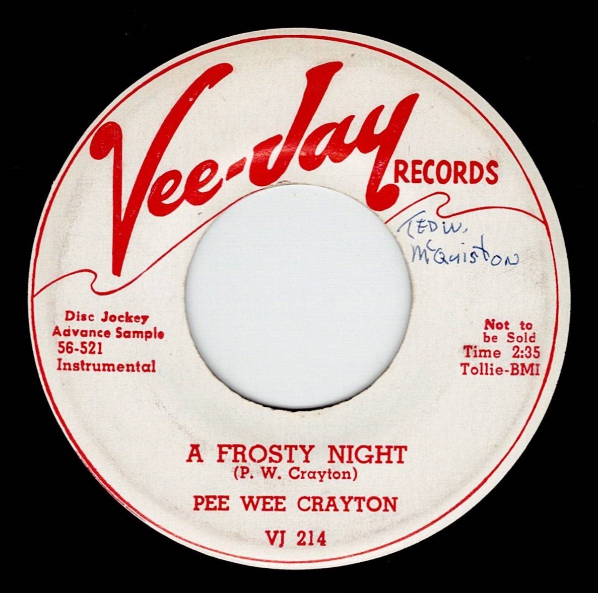 Pee Wee Crayton / The Telephone Is Ringing ♪ A Frosty Night (Vee-Jay) おまけ付き_画像2