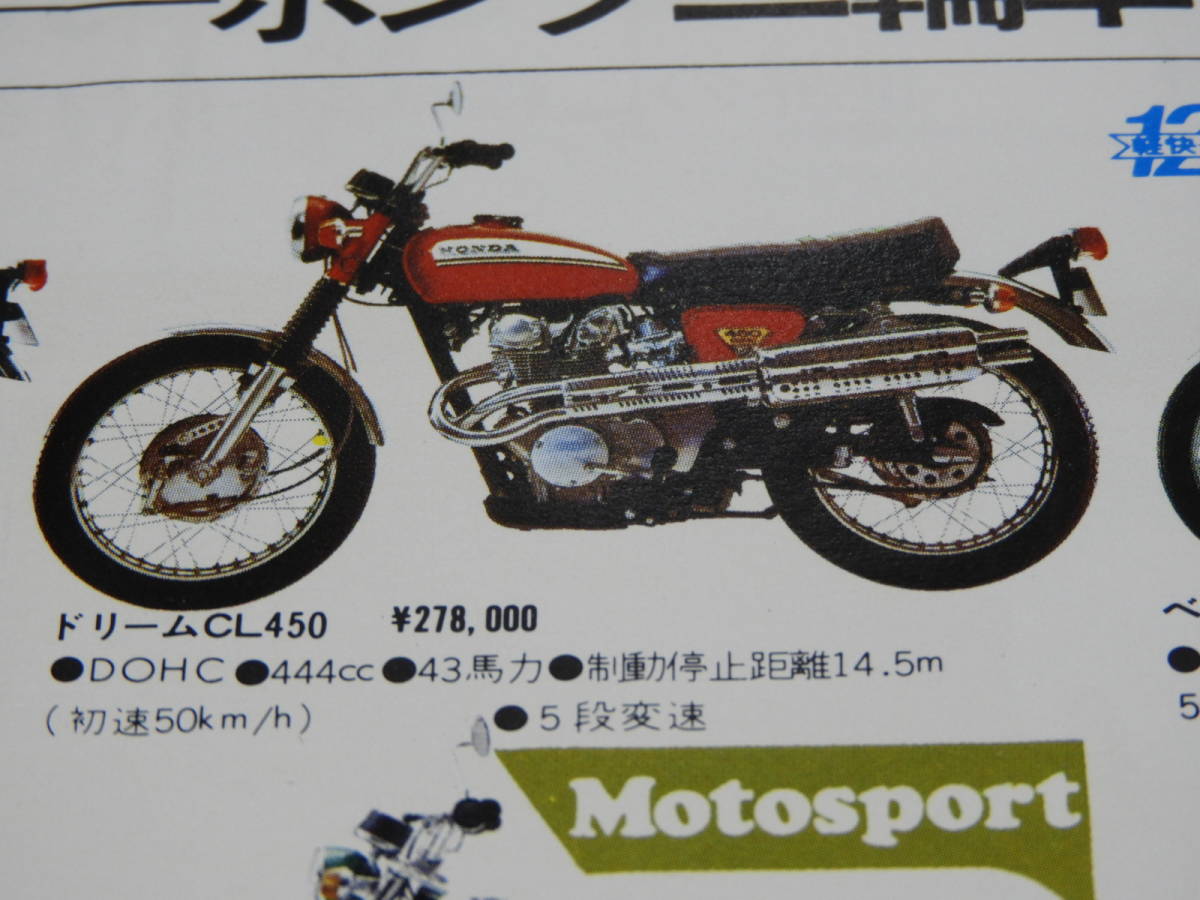 ホンダ チラシ パンフレット 昭和45年 5枚組★CB750K1/CL450/SL350K1/CL350/モンキーZ/他★名入りチラシ_画像6