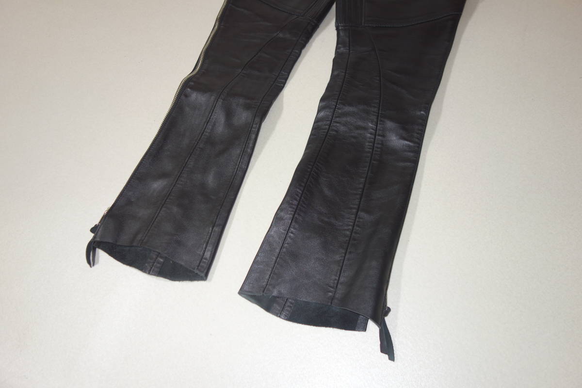  beautiful goods Kadoya KADOYA lady's size S black original leather chaps pants Black Curvy Harley Davidson woman 