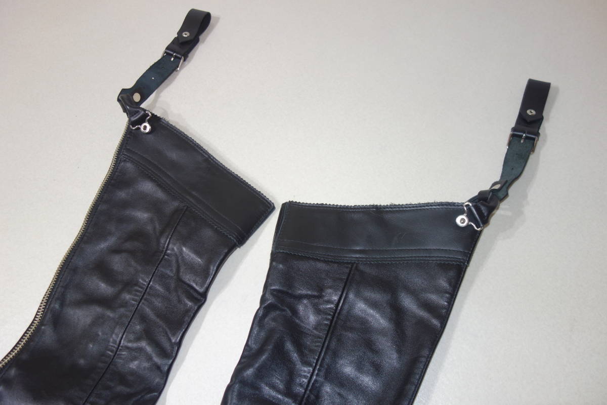  beautiful goods Kadoya KADOYA lady's size S black original leather chaps pants Black Curvy Harley Davidson woman 