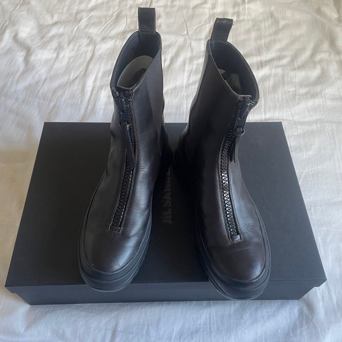 美品】Jil sander フロント センター ジップ サイドゴアブーツ 美品】Jil sander フロント センター ジップ サイドゴアブーツ
