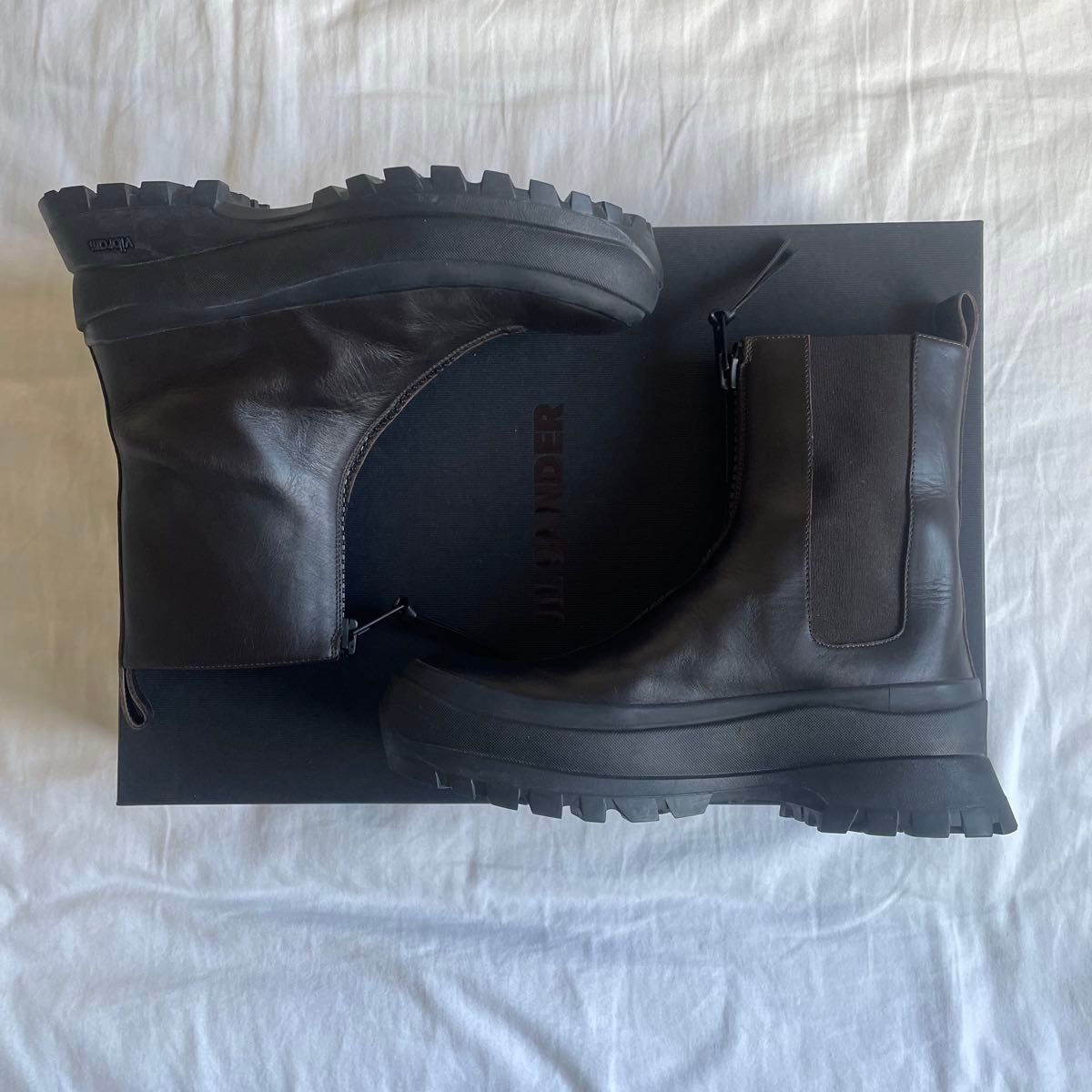 美品】Jil sander フロント センター ジップ サイドゴアブーツ 美品】Jil sander フロント センター ジップ サイドゴアブーツ
