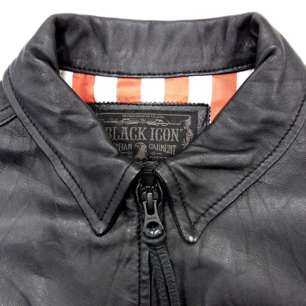 激レア 完売 定価6万円●NEIGHBORHOOD ネイバーフッド ラムレザー ジャケット B.I VINCENT L-JKT ブラック 羊革 メンズ Sサイズ ブルゾン_画像4