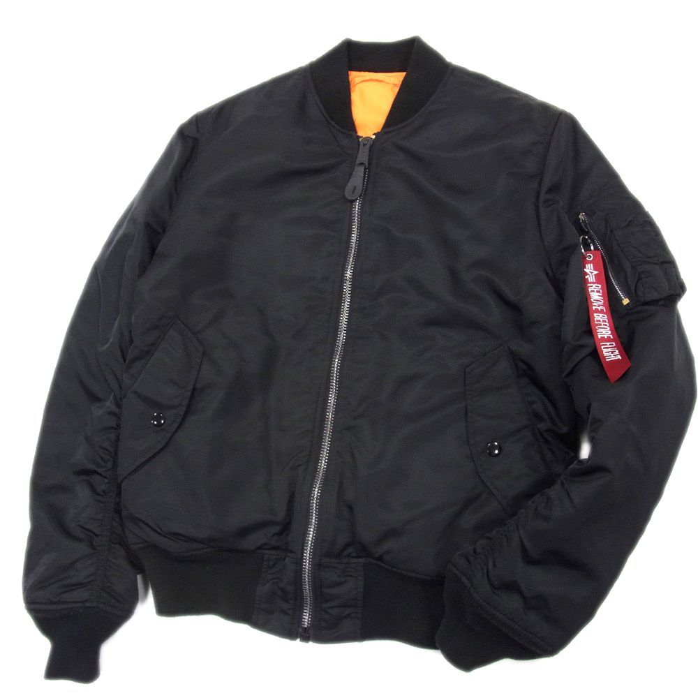 美品 定価2万6400円●ALPHA INDUSTRIES アルファ MA-1 フライト ジャケット ボンバー メンズ Lサイズ 黒色 ミリタリー 中綿 1円スタート_画像1