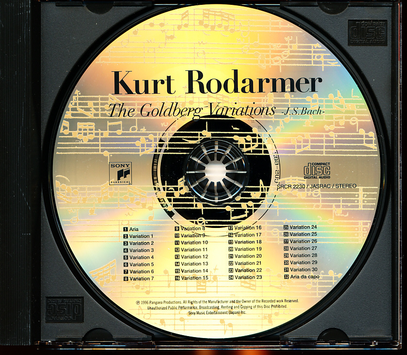 SONY国内盤 ラダーマー/Kurt Rodarmer(gt) - バッハ：ゴールドベルク変奏曲　4枚同梱可能　c1CB00005G81W_画像3