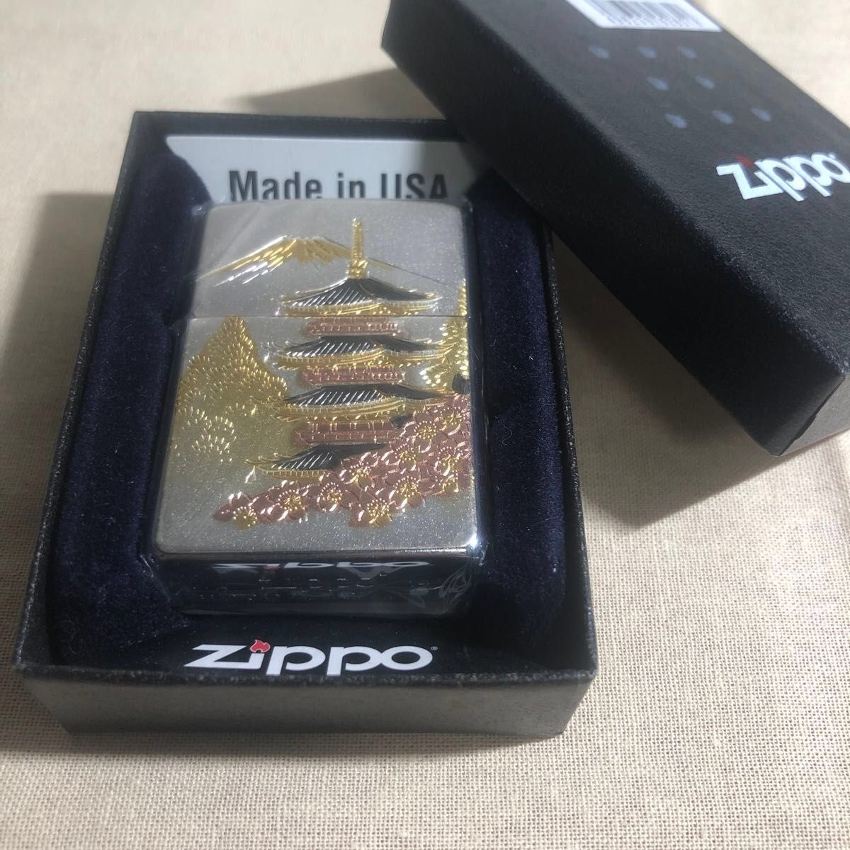 ZIPPO ジッポー　和柄  ZIPPO　忠霊塔と富士山と桜 五重の塔