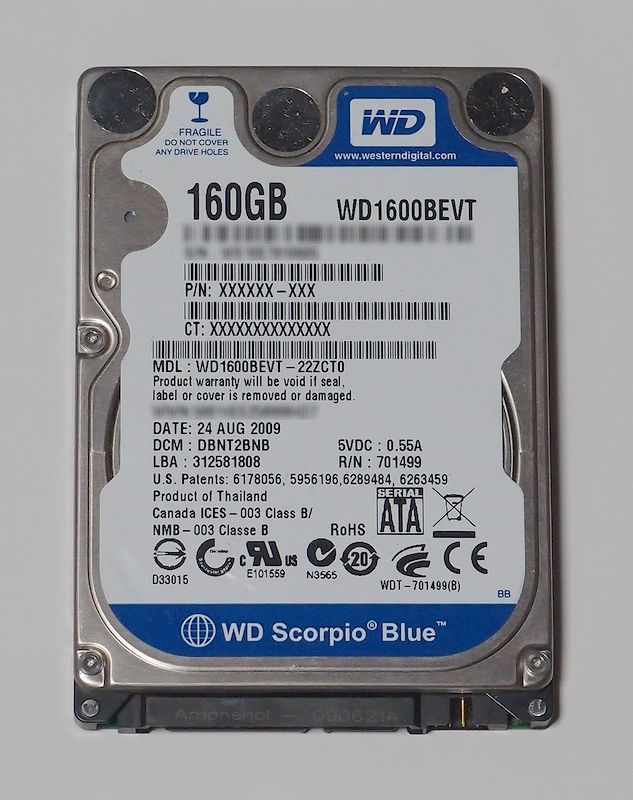 WESTERN DIGITAL WD1600BEVT WD Scorpio Blue 2.5インチ SATA 160GB_画像1