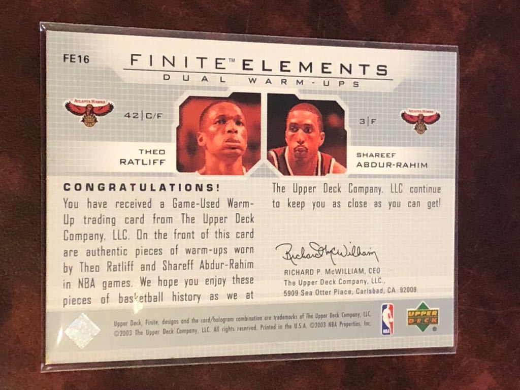 【SHAREEF ABDUR-RAHIM & THEO RATLIFF】03 upperdeck finite elements DUAL WARM-UPS_画像2