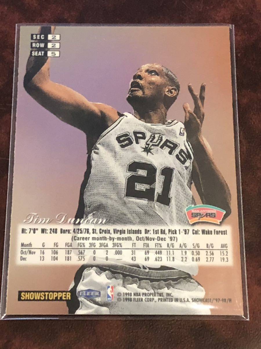 【TIM DUNCAN】97-98 flair showcase row2 ★ROOKIE CARD★_画像2