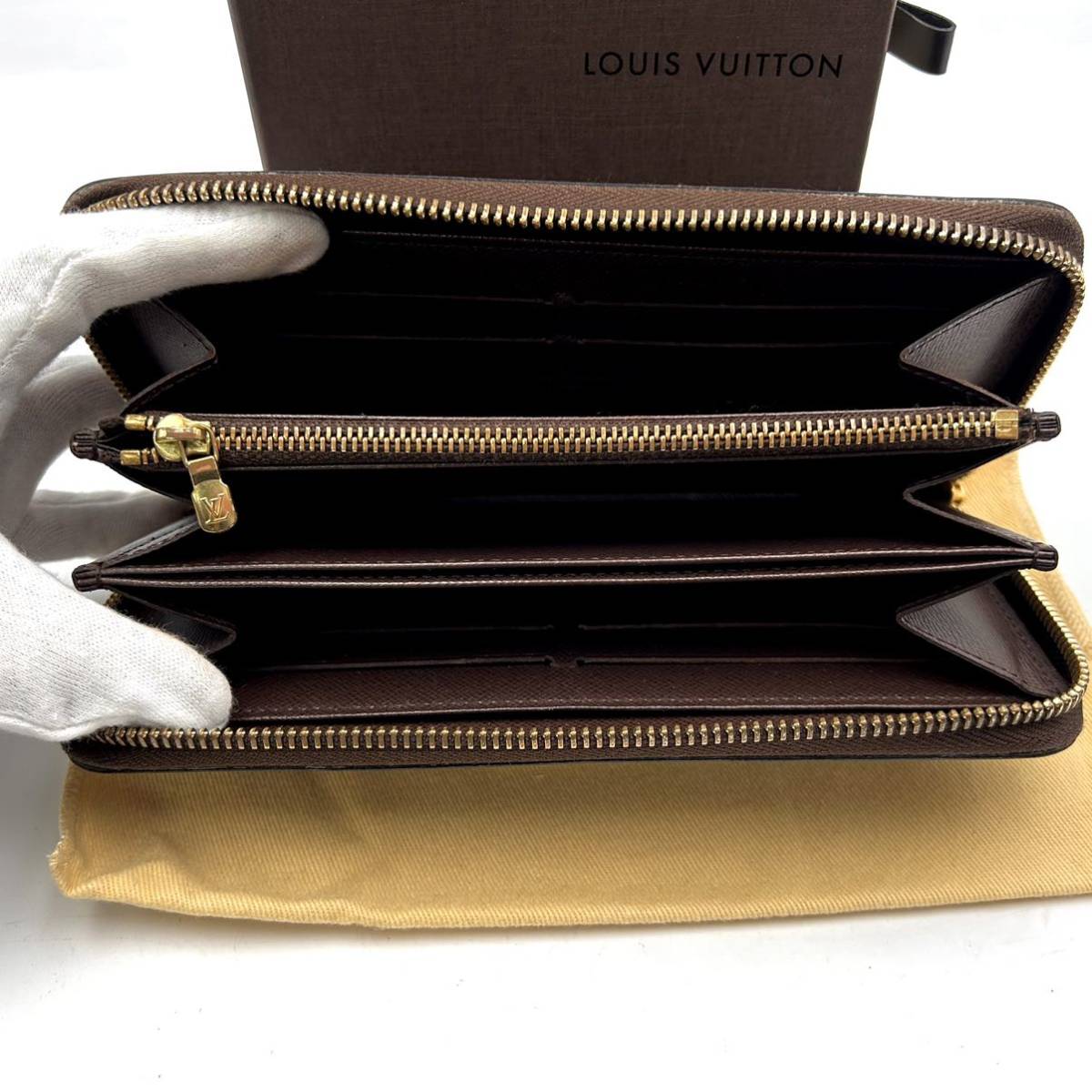 【A231110】★極美品 ★付属品付き★ LOUIS VUITTON ルイヴィトン ダミエ ジッピーウォレットラウンドファスナー 長財布　N41661/MI2162_画像3