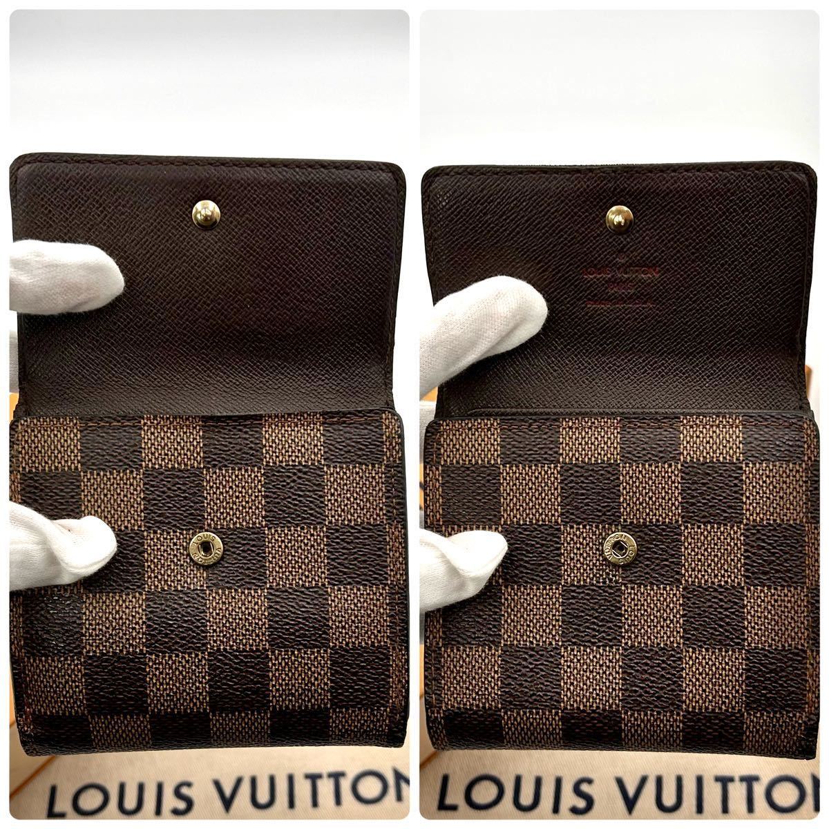 ★美品★【A240148】LOUIS VUITTON ルイヴィトンダミエ ポルトフォイユ エリーズ Wホック 三つ折り 財布 ブラウン系 N61654/SP0024_画像4