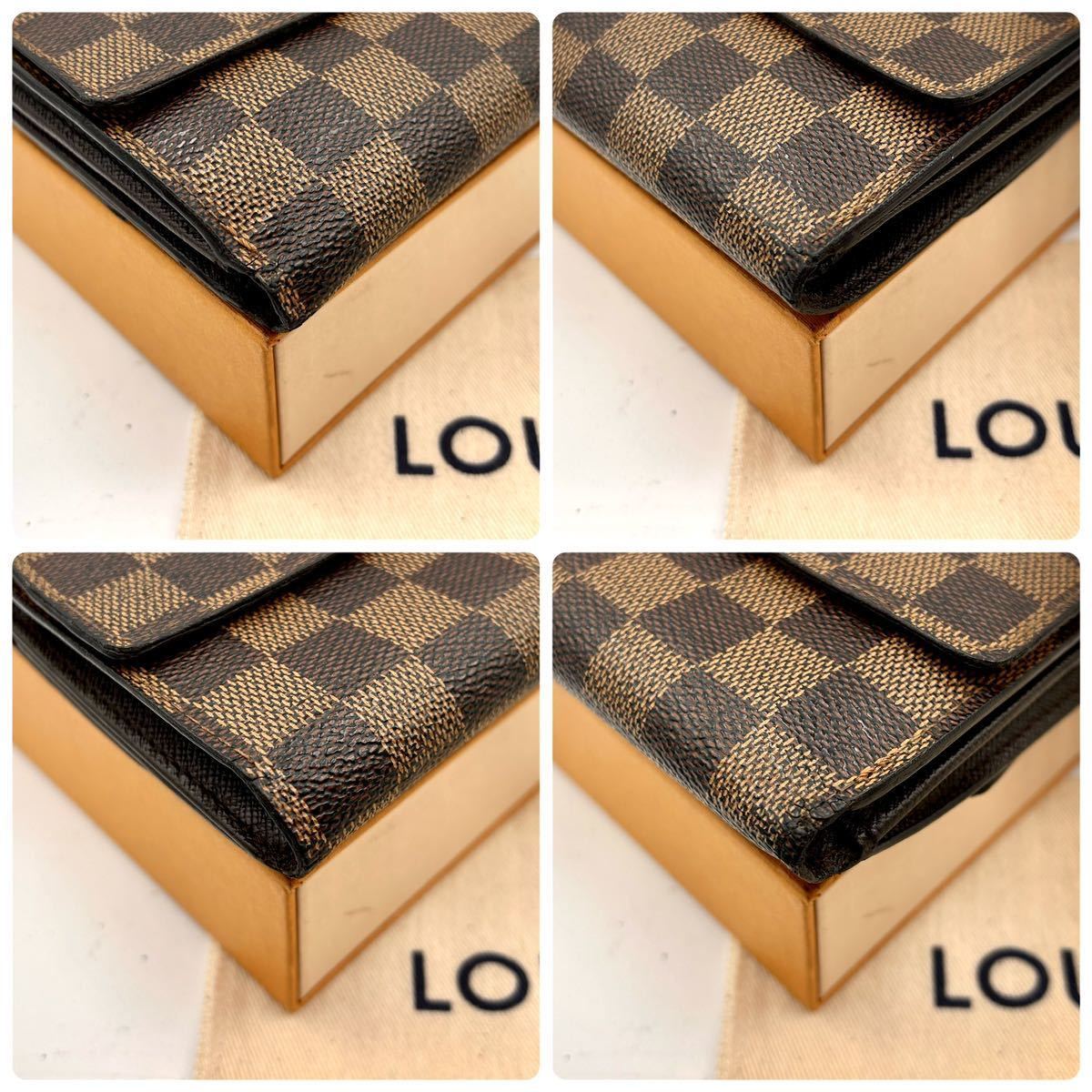 ★美品★【A240148】LOUIS VUITTON ルイヴィトンダミエ ポルトフォイユ エリーズ Wホック 三つ折り 財布 ブラウン系 N61654/SP0024_画像10