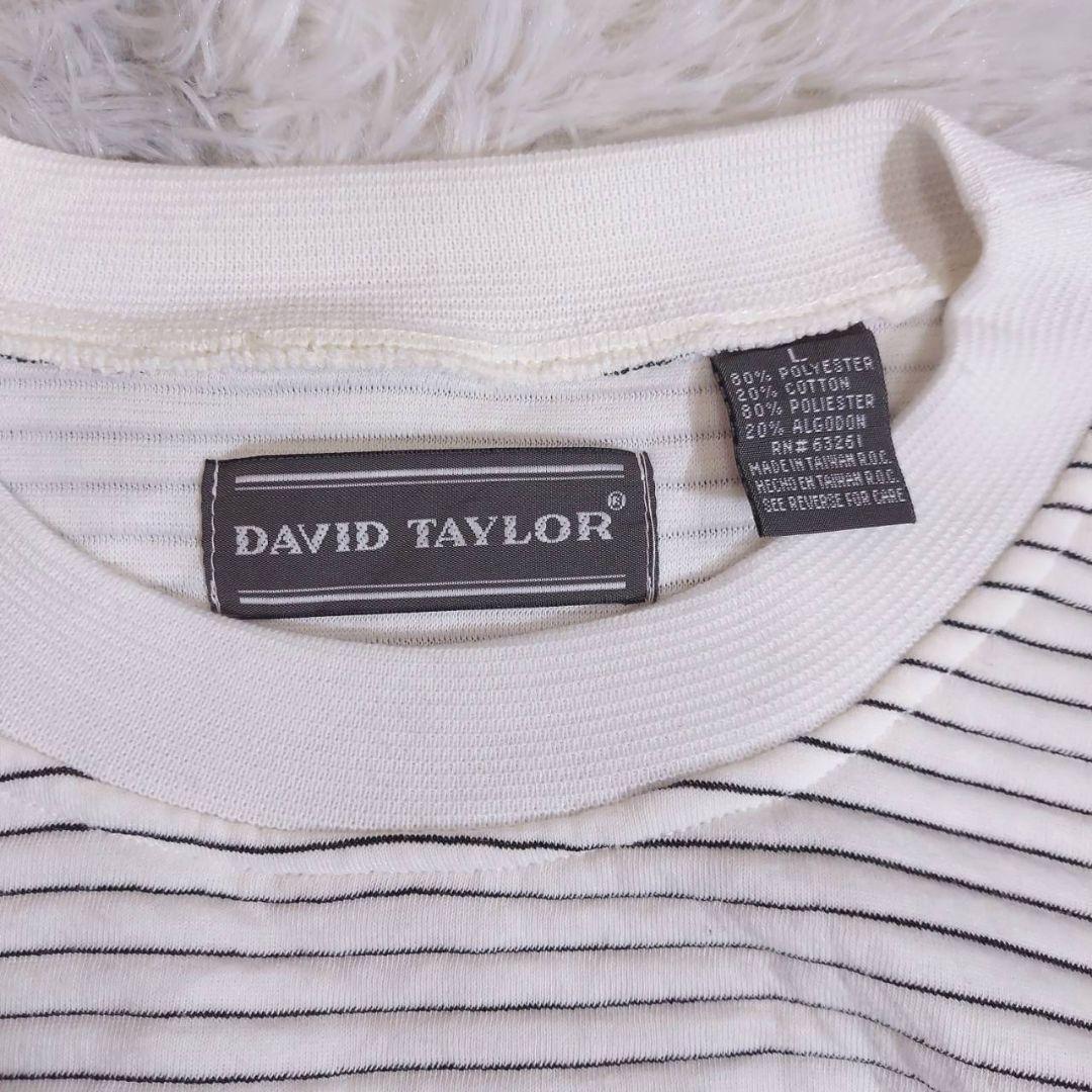 USA古着 SEARS DAVID TAYLOR エンブレム刺繍ツートン スウェット 表記サイズL ドロップショルダー バイカラー 黒・白 アメリカ古着