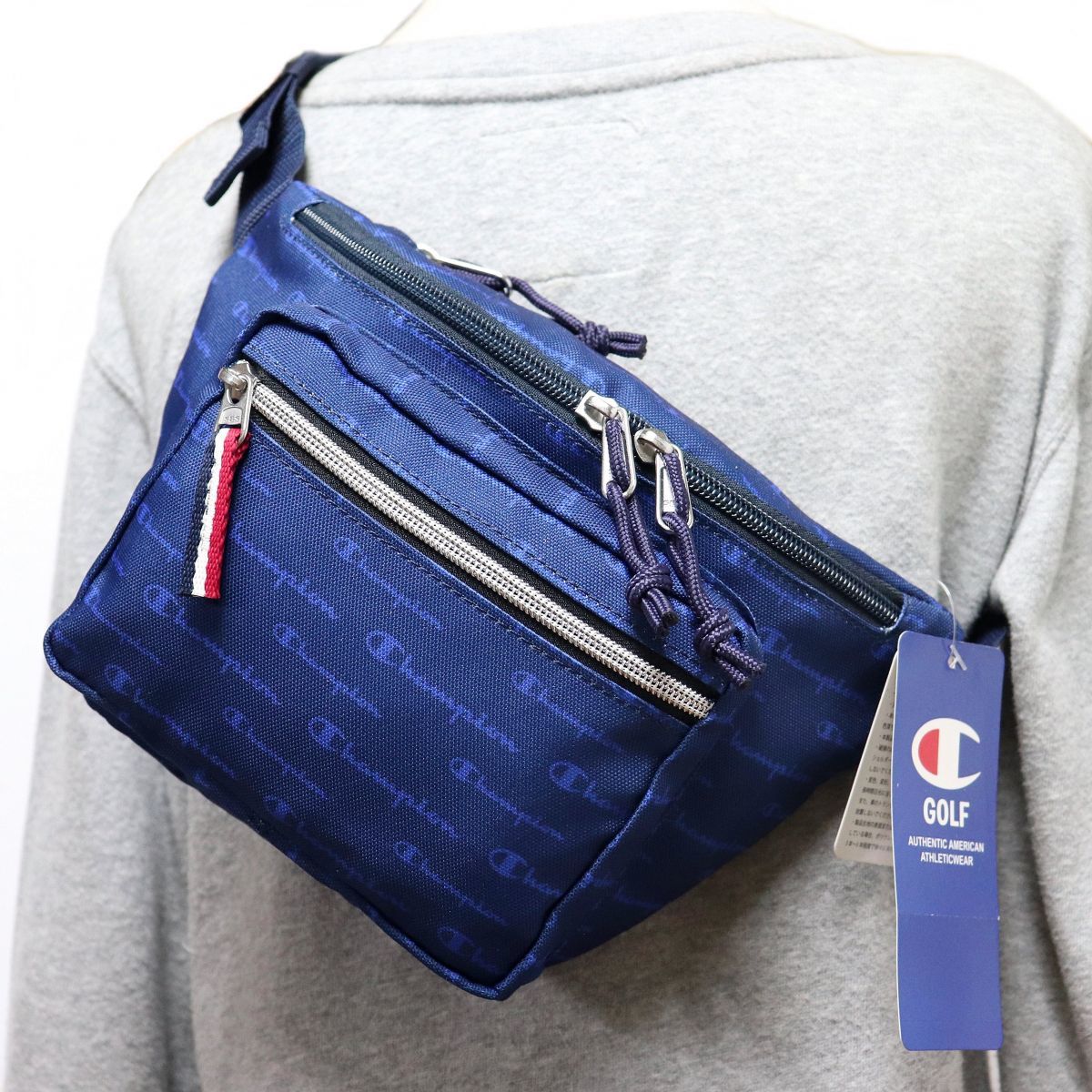 ★チャンピオン ゴルフ Champion GOLF 新品 ロゴ 総柄 ボディバッグ ウエストバッグ BAG かばん [C3TG708B3701N] 一 六★QWER QQAA-31_画像1