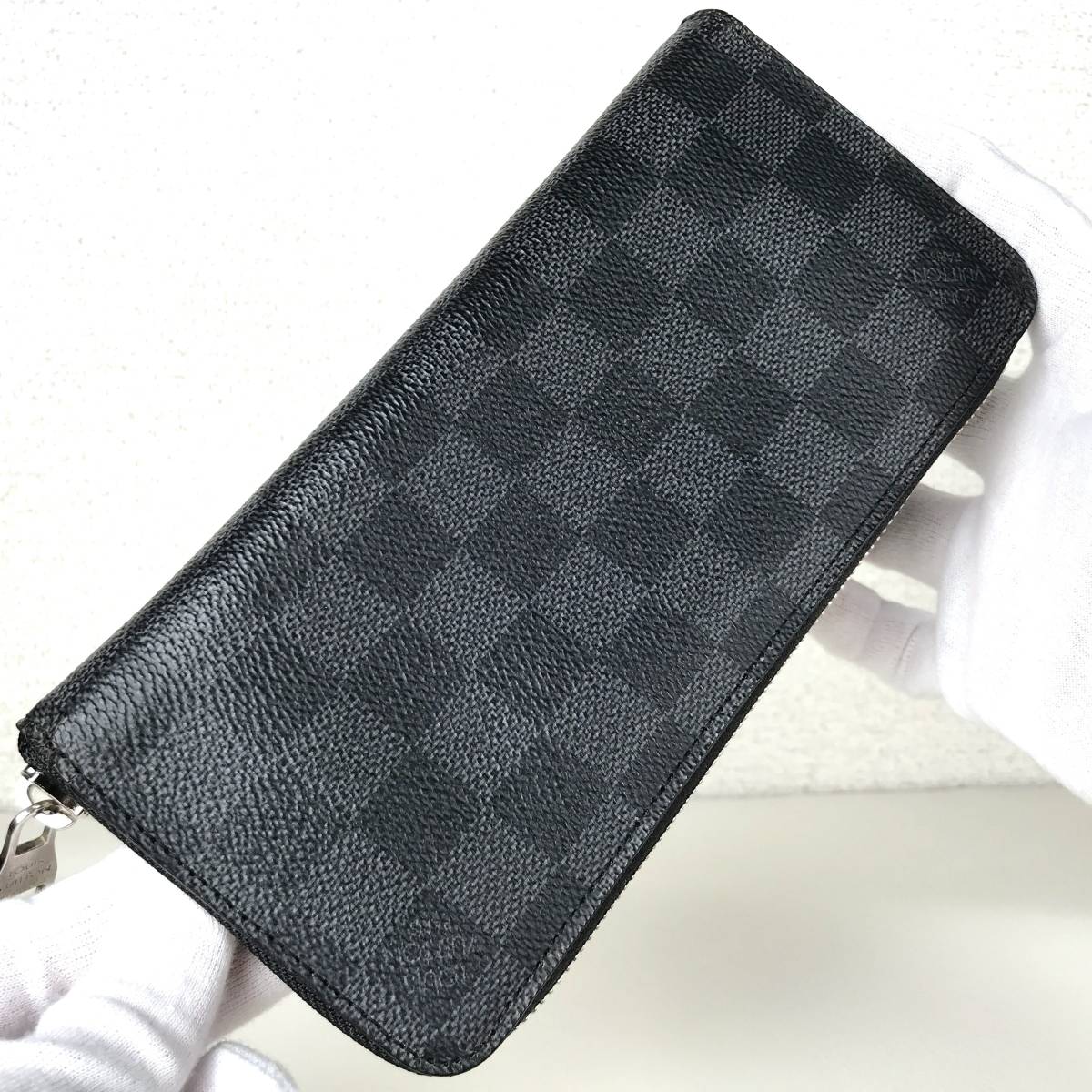 本物保証 1円~ 美品 LOUISVUITTON ダミエ グラフィット ジッピー ヴェルティカル 男女 ラウンドファスナー 長財布 中古 CA1195_画像3