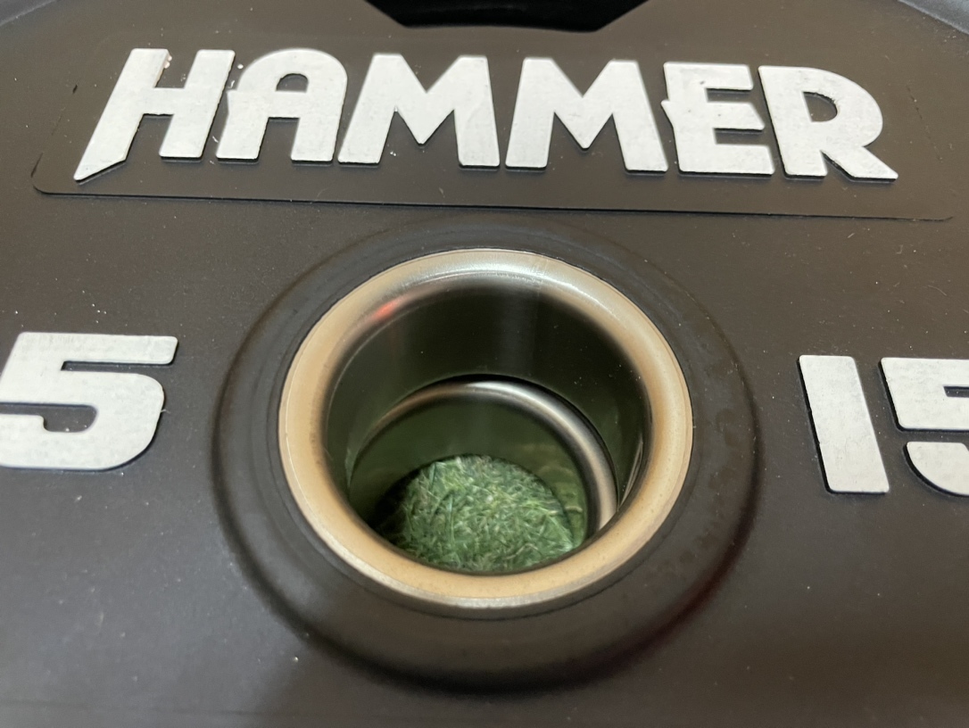 美品 HAMMER STRENGTH オリンピックバーベルプレート ウレタン素材 15Kg×2/穴系50mm 「1823」_画像6