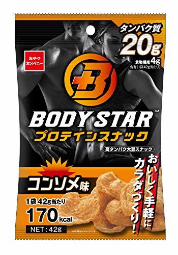 おやつカンパニー BODYSTAR プロテインスナックコンソメ味 42g ×12袋_画像1