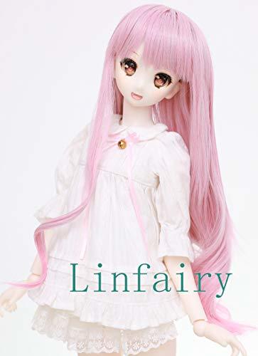 Linfairy 8~9inch 1/3 サイズ ドール用 ウィッグ フィギュア 人形用 ウィッグ ピンク＋ブルー (long pink)の画像3