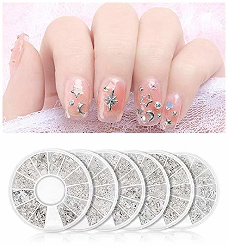 Kingsie nails studs metal parts Nailparts summer gel nails nail art resin handmade 6 case set ( silver )
