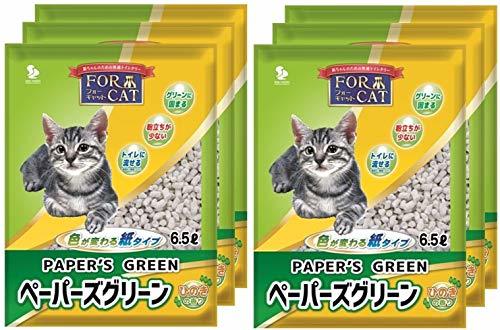 新東北化学工業 猫砂 ペーパーズグリーンひのきの香り 6.5L×6個 (ケース販売)_画像1