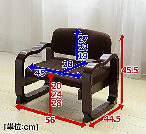山善 高座椅子 ローバック 立ち座りがラク 高さ調節可能 腰にフィットする背もたれ 組立品 ダークブラウン WYZ-55(DBR)_画像5