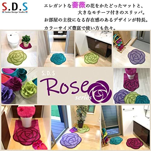 センコー S.D.S ローズ 薔薇モチーフ付き スリッパ ピーコックブルー 約 24.5cm 花モチーフ 低反発底 74941_画像2