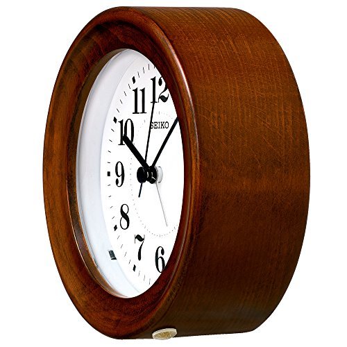 セイコークロック 置き時計 目覚まし時計 掛け時計 アナログ 木枠 茶木地塗装 本体サイズ:11×11×4.8cm KR899B_画像2