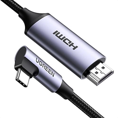 UGREEN USB-C HDMIケーブル 4K 60Hz 高画質 Thunderbolt 3対応 L字 ケーブル 2M 断線防止 高耐久性 ナ_画像1