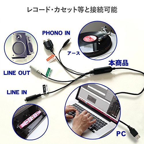 アイ・オー・データ アナレコ PC 取り込み 録音 アナログ音源 デジタル化 カセットテープ レコード オーディオキャプチャー 日本メーカー A_画像4