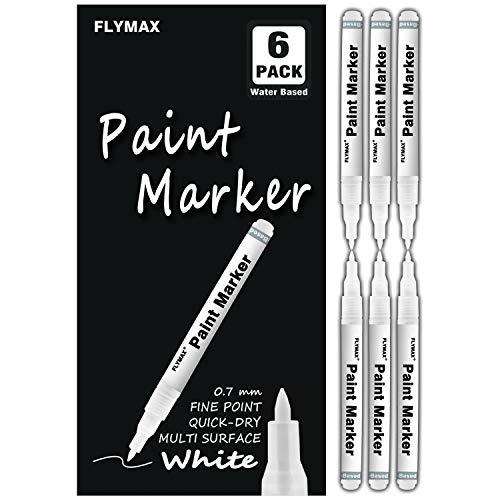 FLYMAX ホワイトペイントペン 6本パック 0.7mm アクリル ホワイト 油性マジック ホワイトペイントペン 木材 石 プラスチック レザ_画像1