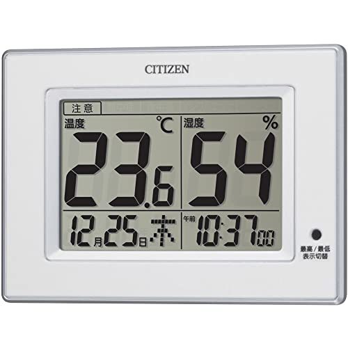 CITIZEN シチズン 温度計 湿度計 時計付き デジタル ライフナビD200A 白 10.5×14.5×2.4cm 8RD200-A03_画像1