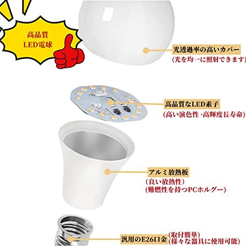 LED電球 調光器対応 口金直径26mm 電球60形相当 昼光色相当(7.5W) 一般電球 全方向タイプ 密閉器具対応 断熱材器具対応 PSE認_画像6