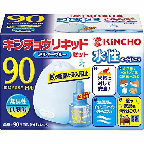 水性キンチョウリキッド コード式 蚊取り器 90日 セット 無臭性 ブルー (器具1コ 90日液1本)(防除用医薬部外品)_画像1