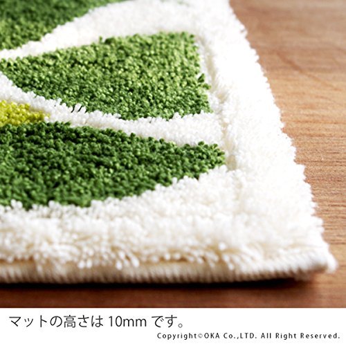 oka door mat leaf green corner adsorption approximately 50×80cm ivory made in Japan Will ton weave 