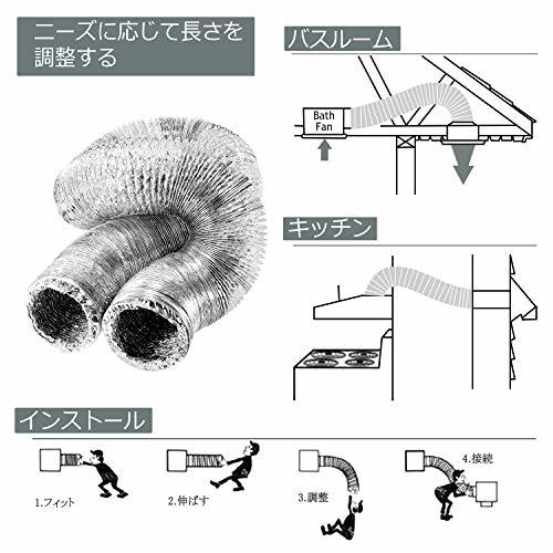 OOPPEN ダクトホース フレキシブルダクト 蛇腹ダクト 換気用アルミホース 排気ダクト 防水 [メーカー (75mm*2m)_画像7