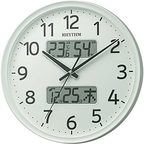  ритм (RHYTHM) настенные часы белый Φ35x5.3cm радиоволны аналог продолжение секунд игла температура . календарь 8FYA03SR03