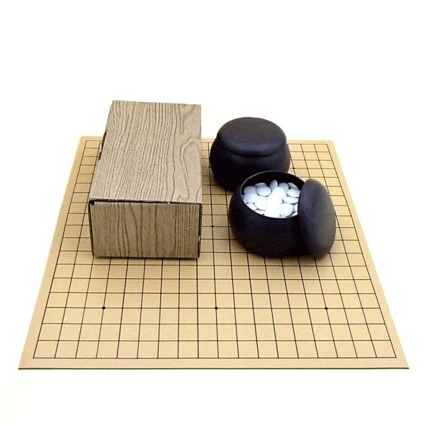 囲碁盤セット ゴム盤の碁盤（日本棋院取扱） とプラスチック碁笥・碁石（約6mm厚） 普及セット